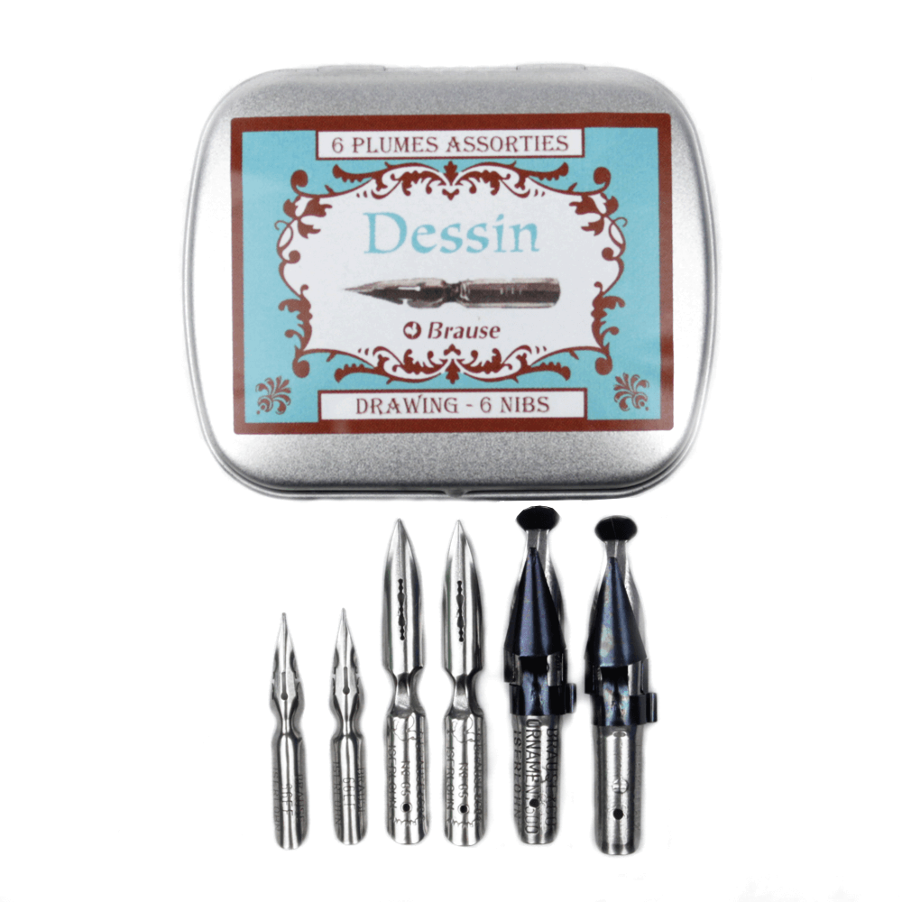 Estojo Caligráfico Brause com 6 Penas Dessin